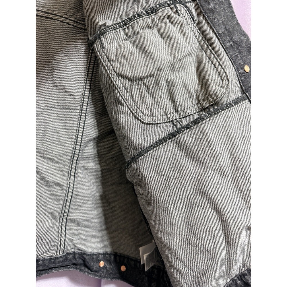 Old Navy Women's Black Wash 2XL Classic Cropped Denim Trucker Jacket Distressed - Picture 8 of 10